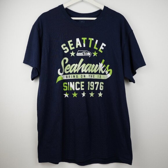 Seattle Seahawks T Shirt Mens Large Blue Short Sleeve Graphic NFL Team Apparel - Picture 2 of 12